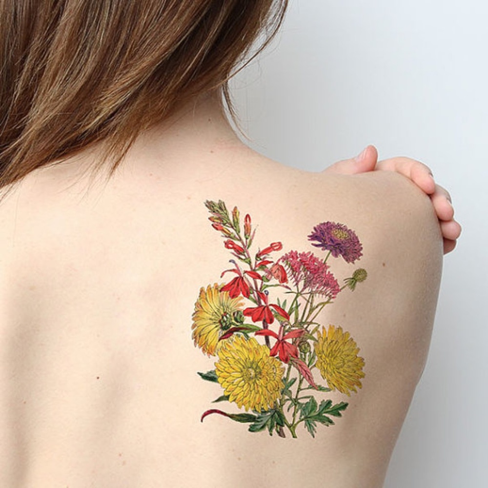 Botanical Vintage Garden Large Temporary Tattoo